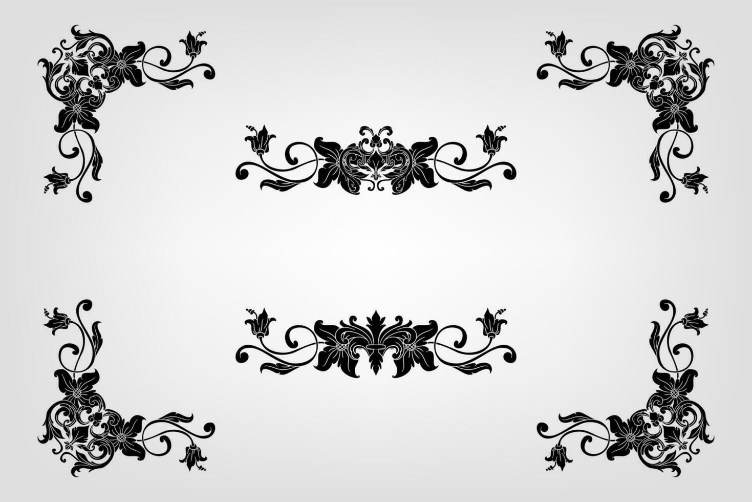 Classical Baroque Filigree Decoration Ornament Vintage Floral Border Style Antique Art Retro vector