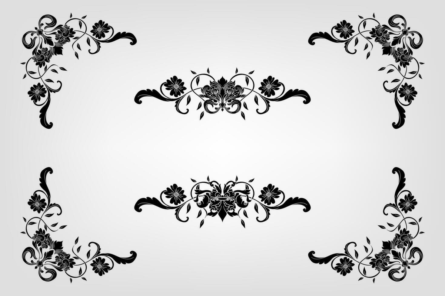 Classical Baroque Filigree Decoration Ornament Vintage Floral Border Style Antique Art Retro vector