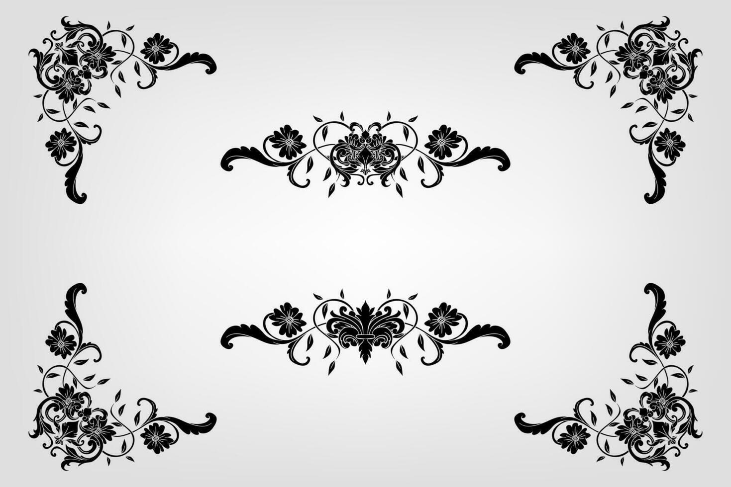 Classical Baroque Filigree Decoration Ornament Vintage Floral Border Style Antique Art Retro vector