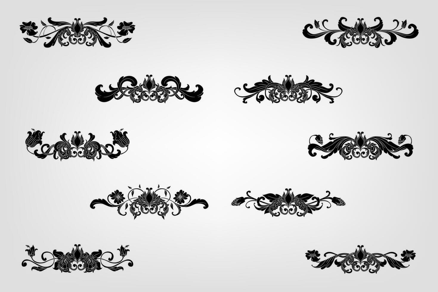 Classical Baroque Filigree Decoration Ornament Vintage Floral Border Style Antique Art Retro vector