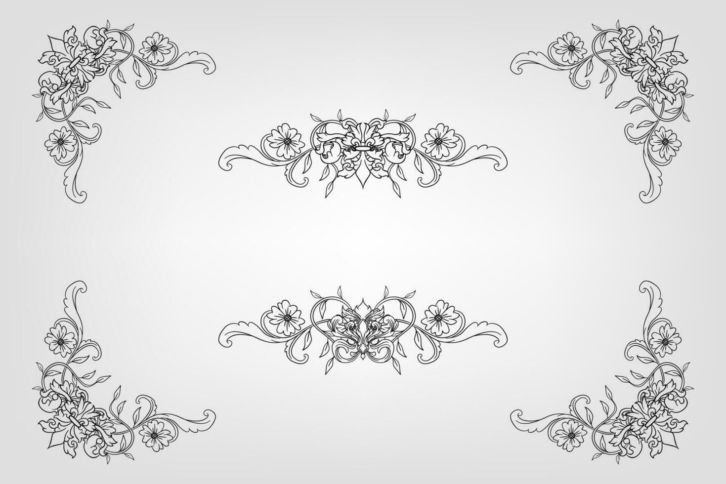 Classical Baroque Filigree Decoration Ornament Vintage Floral Border Style Antique Art Retro vector