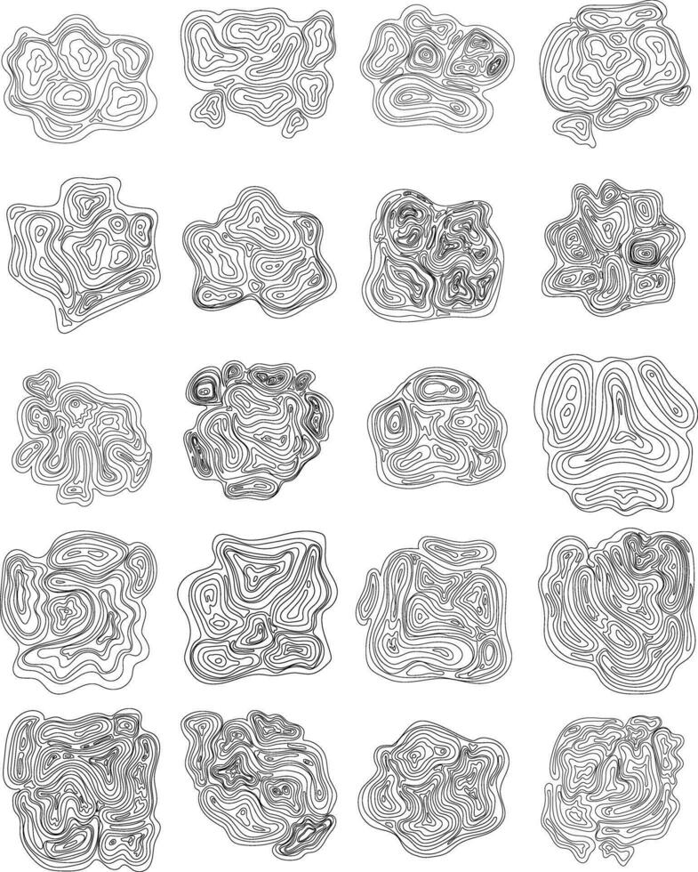 Line Topography Elements Set vector