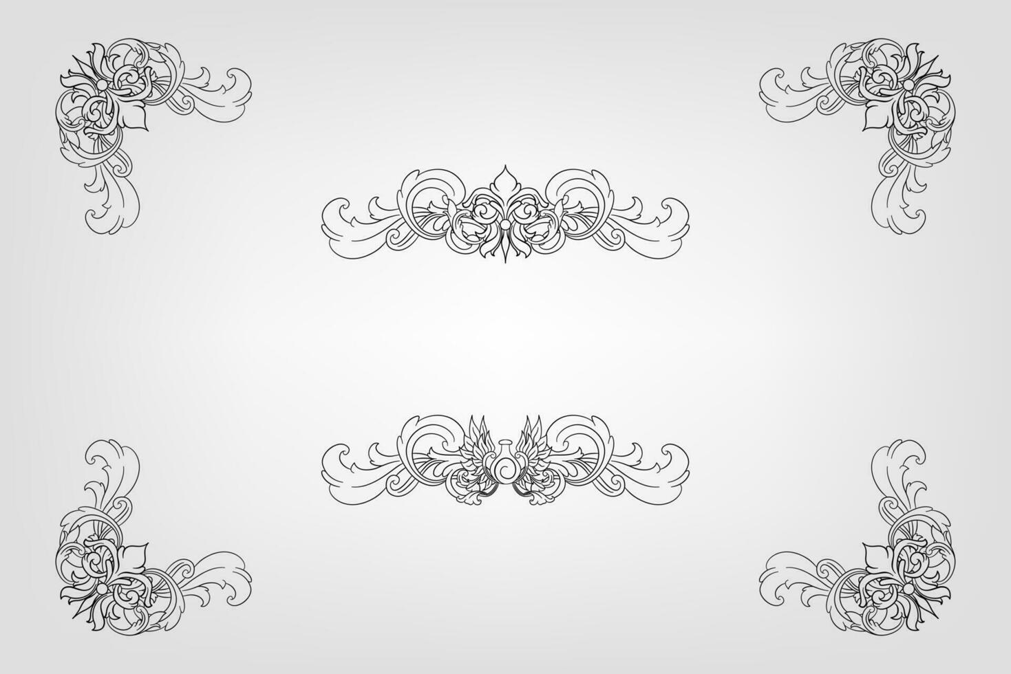 Classical Baroque Filigree Decoration Ornament Vintage Floral Border Style Antique Art Retro vector