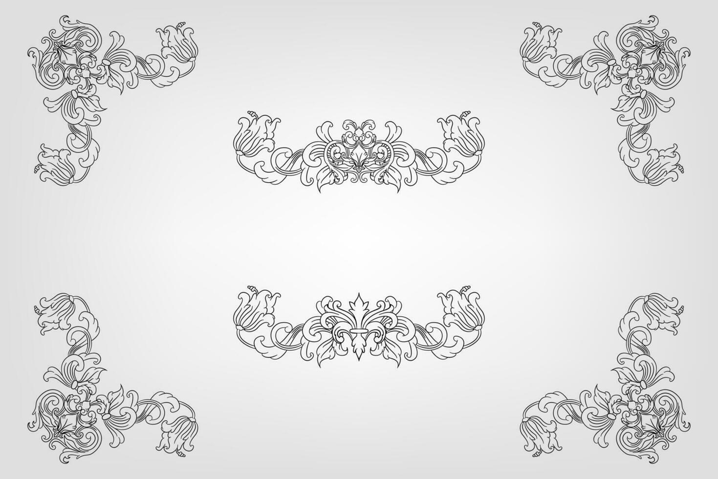 Classical Baroque Filigree Decoration Ornament Vintage Floral Border Style Antique Art Retro vector