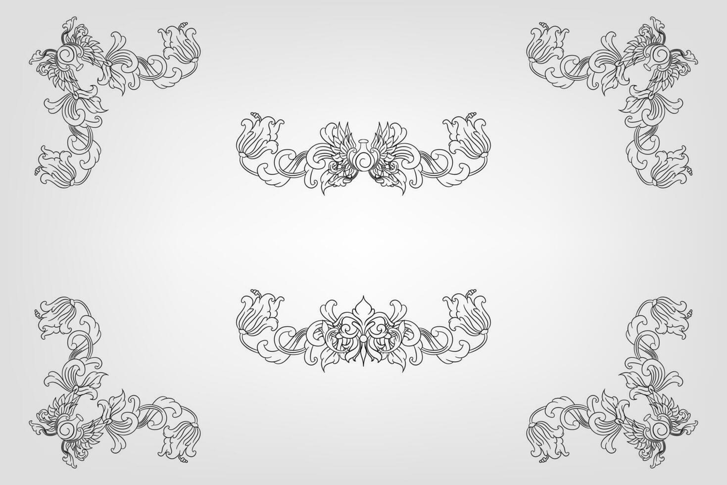 Classical Baroque Filigree Decoration Ornament Vintage Floral Border Style Antique Art Retro vector