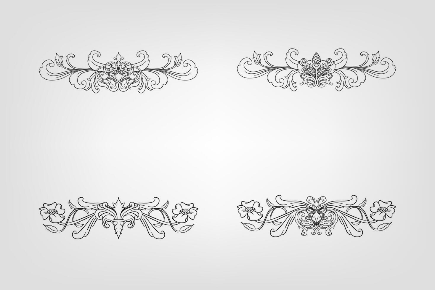 Classical Baroque Filigree Decoration Ornament Vintage Floral Border Style Antique Art Retro vector