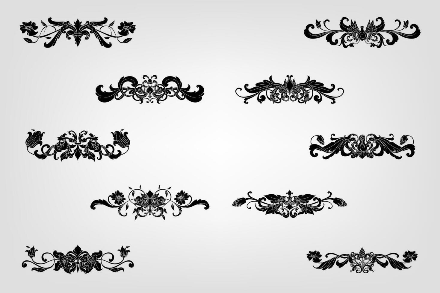 Classical Baroque Filigree Decoration Ornament Vintage Floral Border Style Antique Art Retro vector