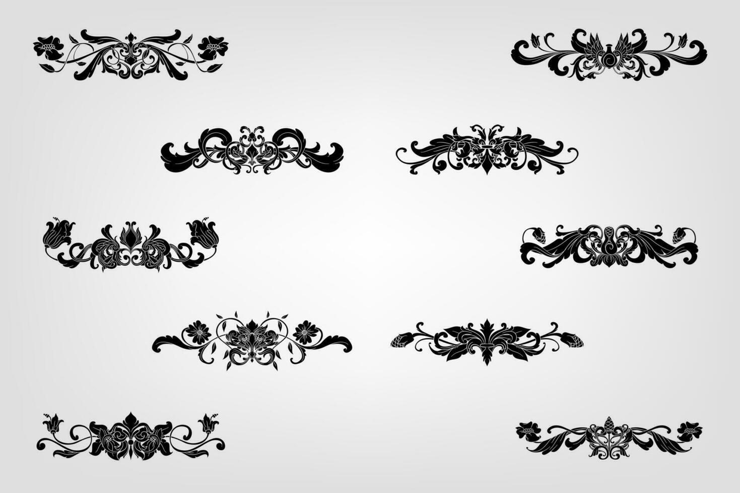 Classical Baroque Filigree Decoration Ornament Vintage Floral Border Style Antique Art Retro vector