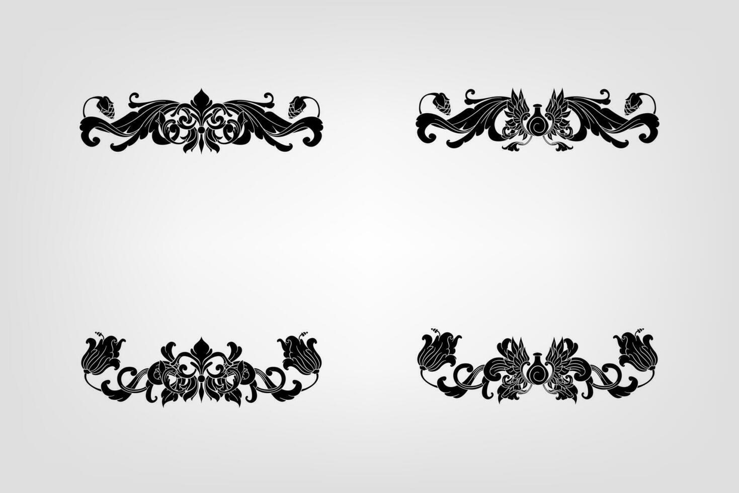 Classical Baroque Filigree Decoration Ornament Vintage Floral Border Style Antique Art Retro vector