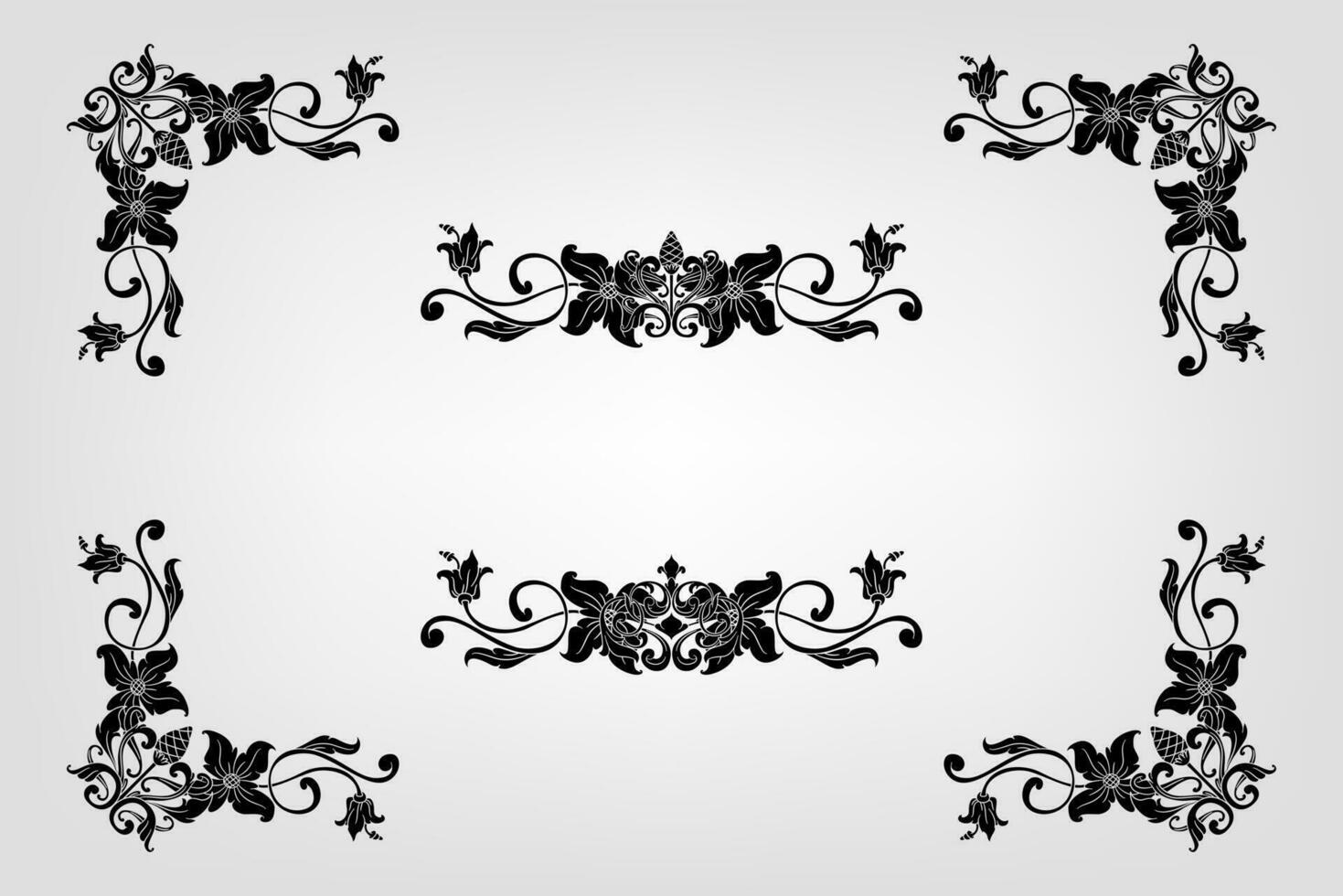 Classical Baroque Filigree Decoration Ornament Vintage Floral Border Style Antique Art Retro vector