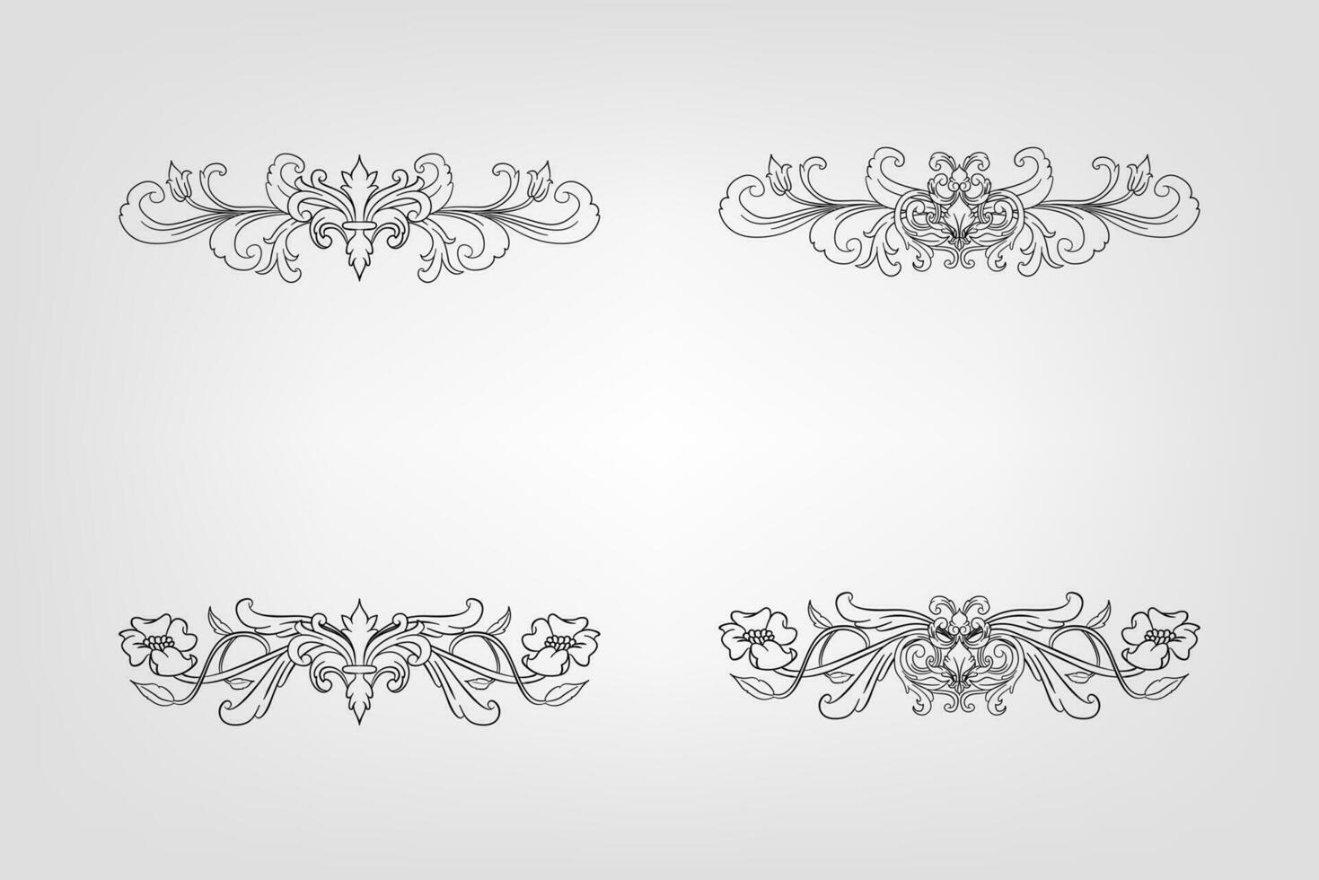 Classical Baroque Filigree Decoration Ornament Vintage Floral Border Style Antique Art Retro vector