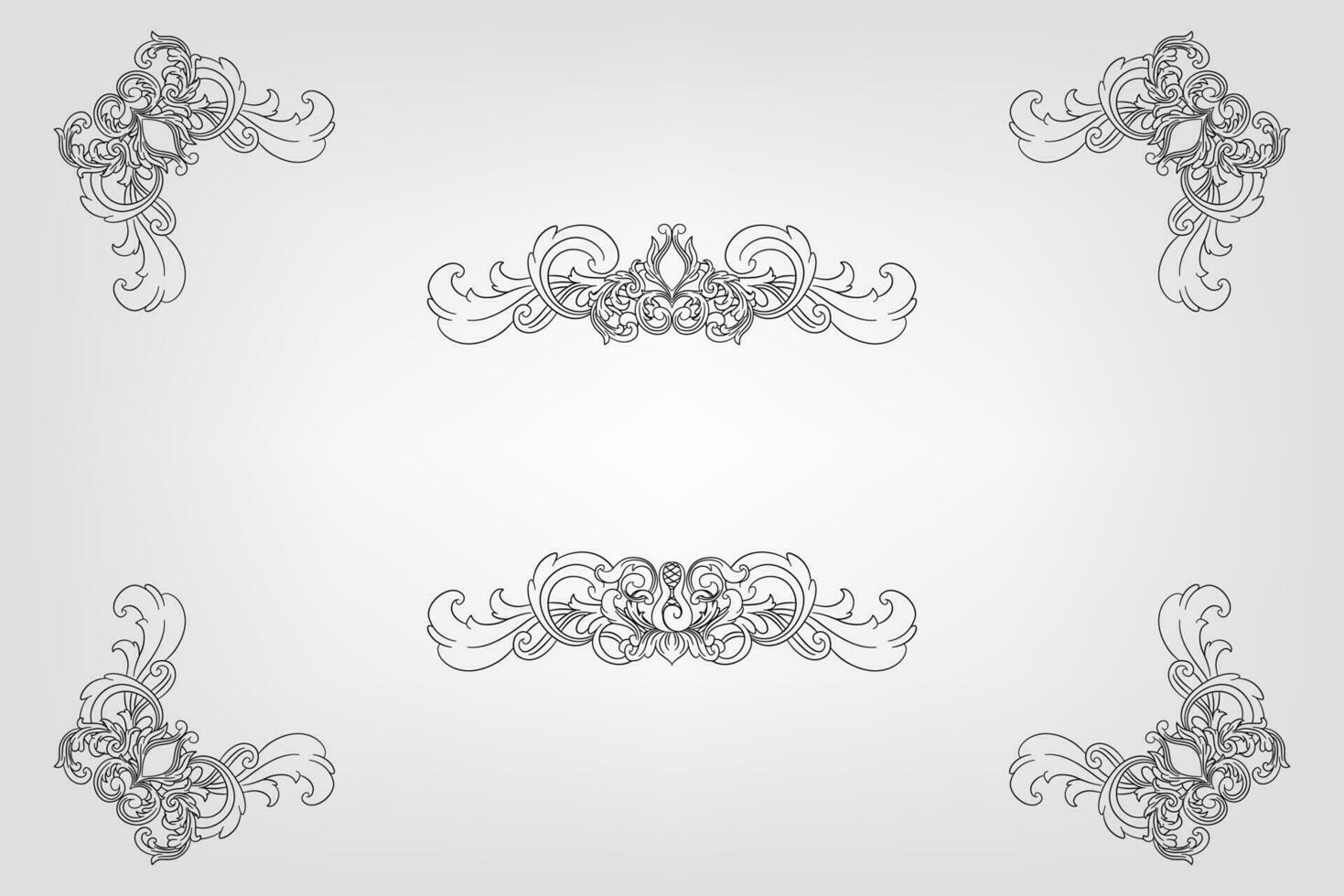 Classical Baroque Filigree Decoration Ornament Vintage Floral Border Style Antique Art Retro vector