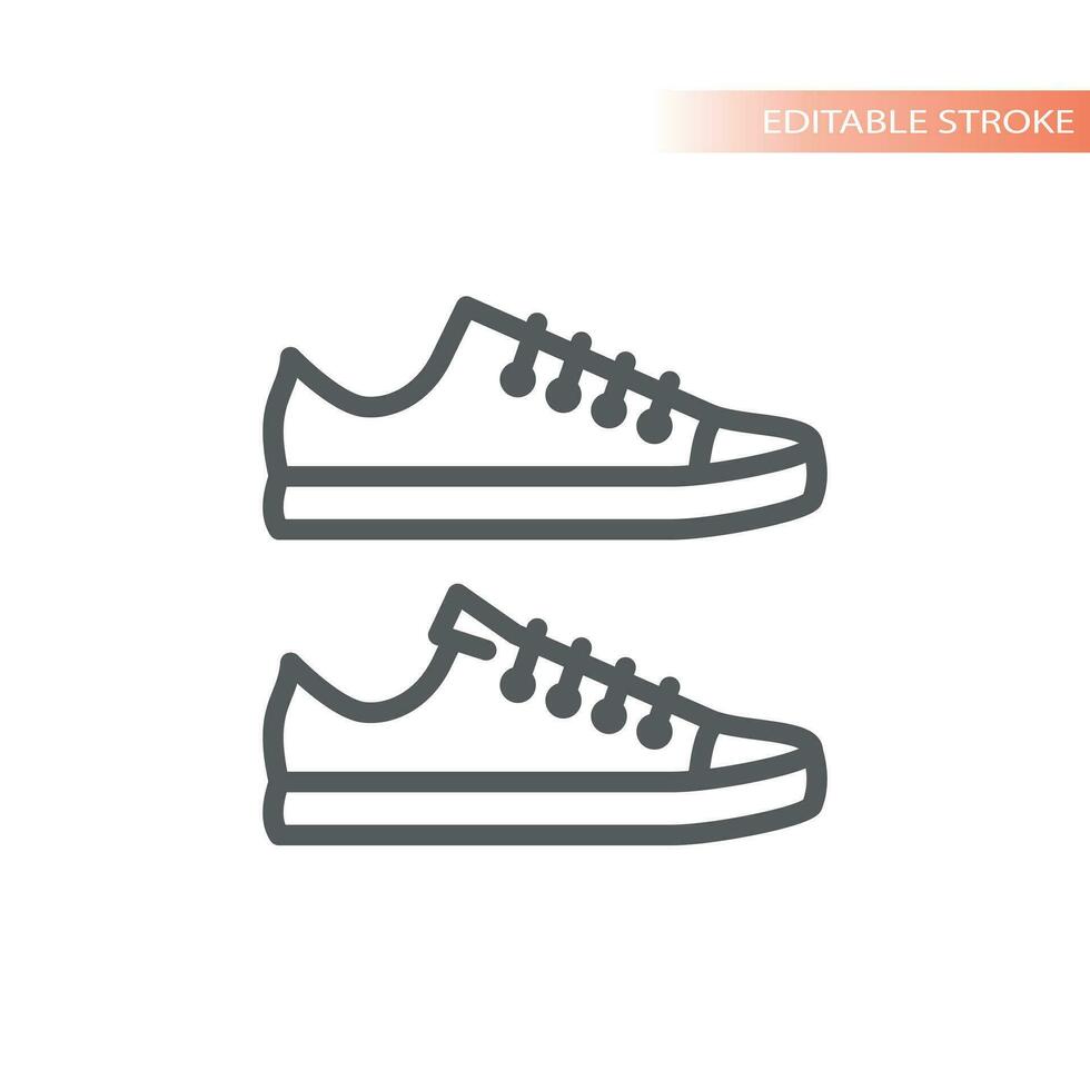 Sneakers line vector icon. Trainers with laces outline.