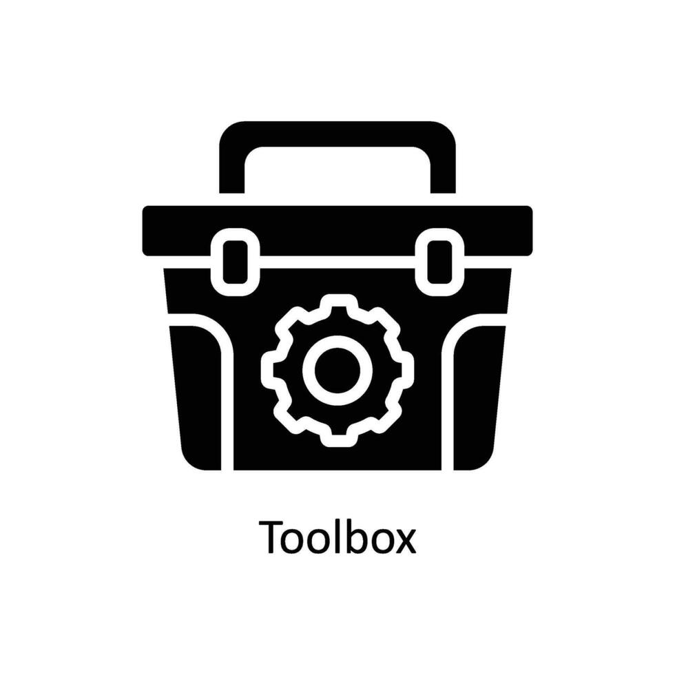 caja de herramientas vector sólido icono diseño ilustración. negocio y administración símbolo en blanco antecedentes eps 10 archivo