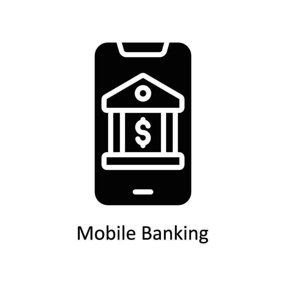 Mobile Banking vector  Solid  Icon Design illustration. Business And Management Symbol on White background EPS 10 File