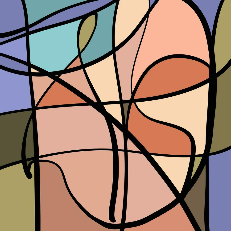 modern abstract background design with layers of textured free form line and shapes in random pattern vector