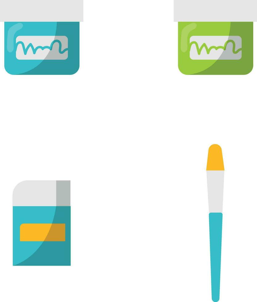 Collection of Art Supplies. With Trendy Cartoon Design Style. Isolated Vector Icon.