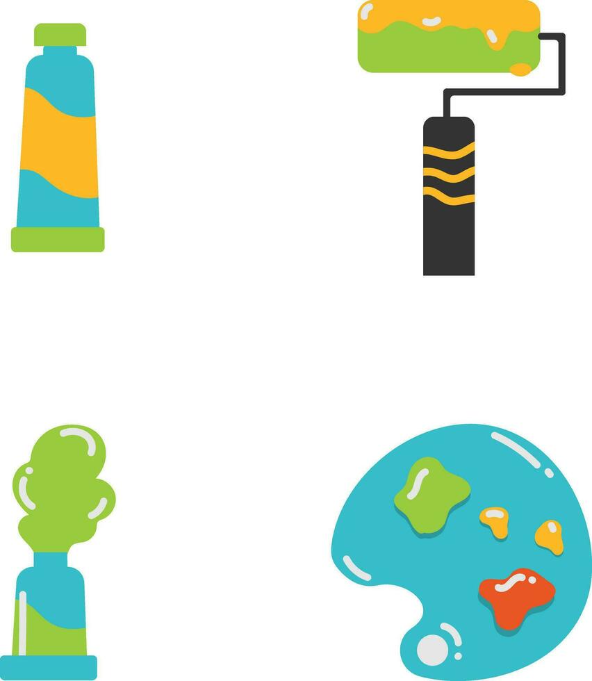 Collection of Art Supplies. With Trendy Cartoon Design Style. Isolated Vector Icon.