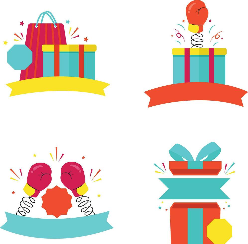 Set of Different Boxing Day. Isolated On White Background. Vector Icon