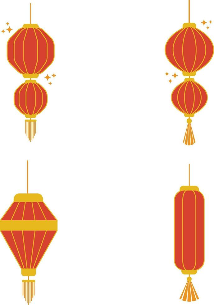 colección de linterna chino nuevo año. con sencillo forma. vector ilustración.