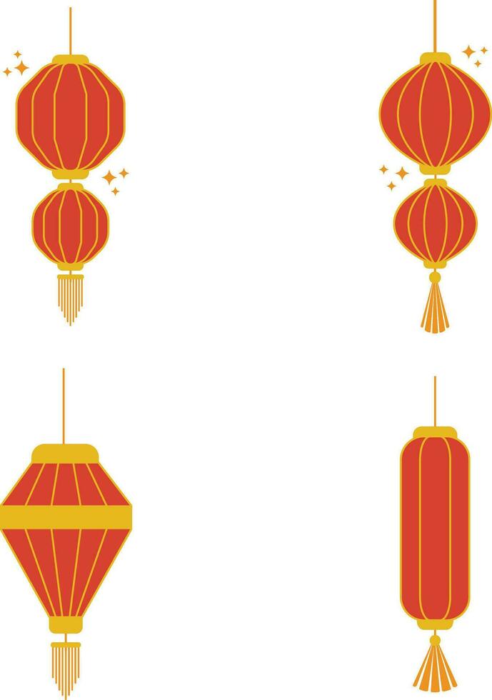 Collection of Lantern Chinese New Year. With Simple Shape. Vector Illustration.
