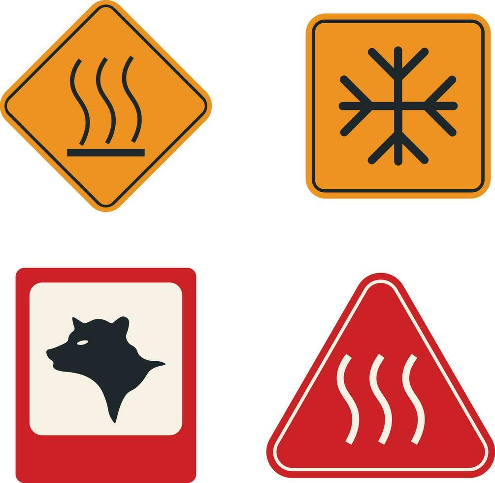 Set of Different Danger Warning Attention. In Geometric Shape. Isolated Vector Illustration.