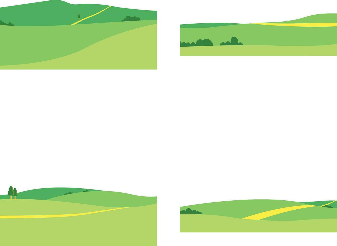 Collection of Field Green Hills. With Aesthetic Design. Isolated Vector Icon.