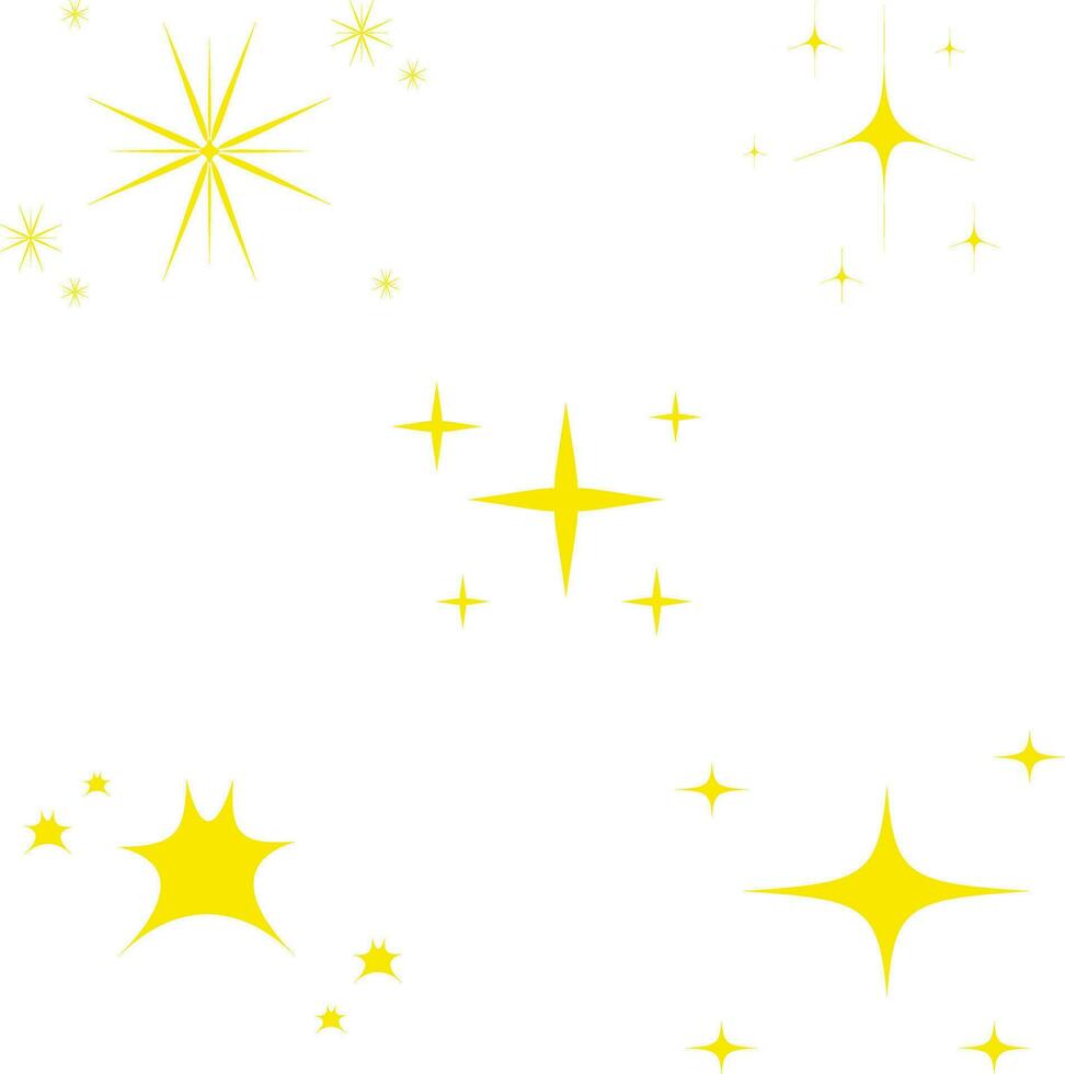 Yellow Sparkle Star Icon Set. With Flat Design. Isolated Vector. vector