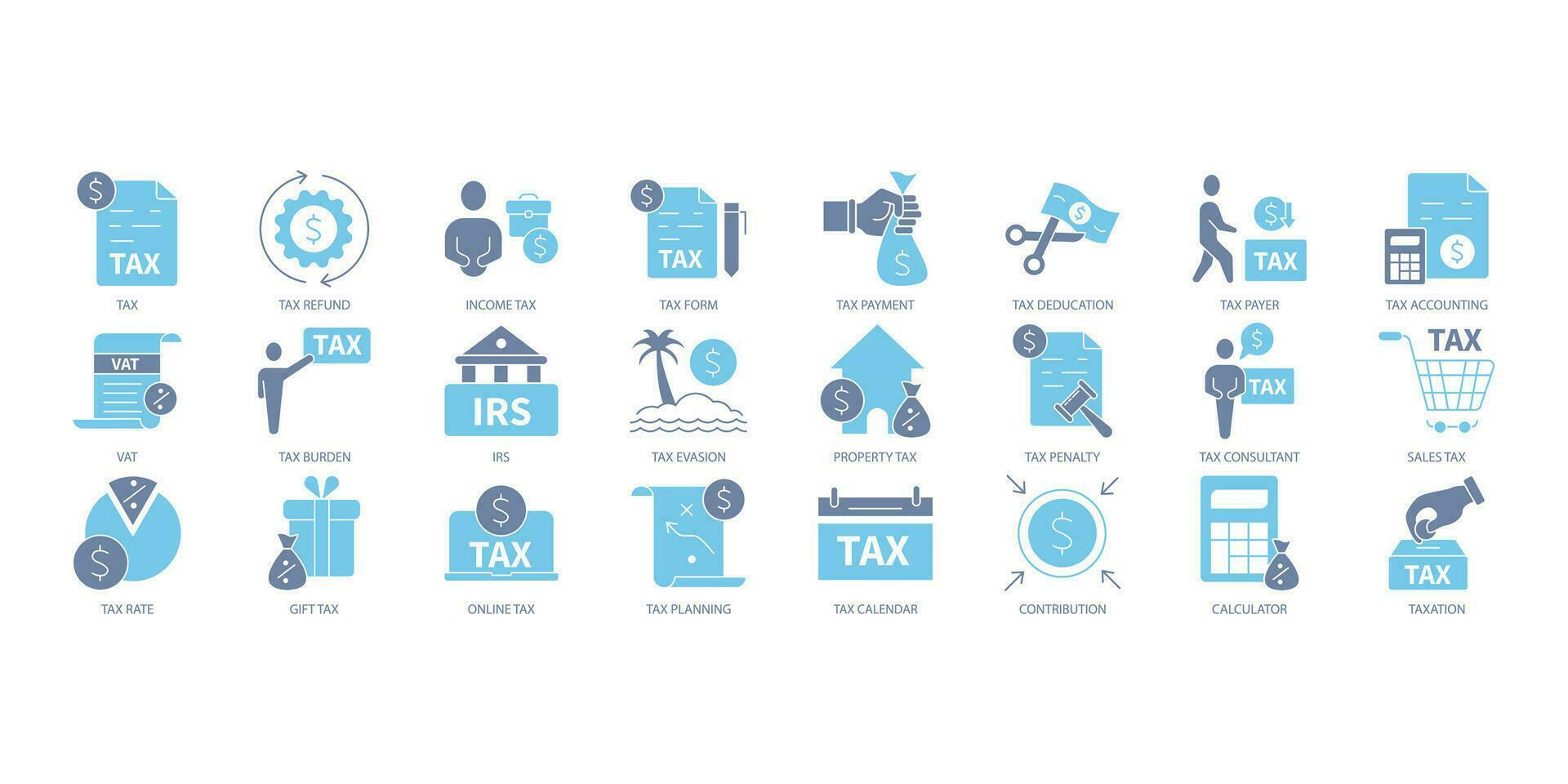 Tax icons set. Set of editable stroke icons.Vector set of Tax vector
