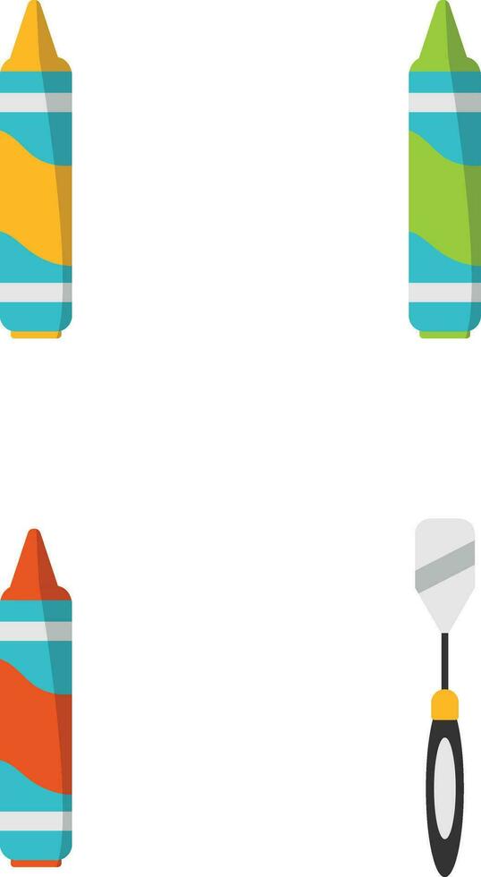 Collection of Art Supplies. With Trendy Cartoon Design Style. Isolated Vector Icon.
