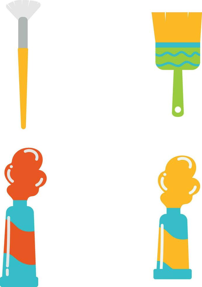 Collection of Art Supplies. With Trendy Cartoon Design Style. Isolated Vector Icon.