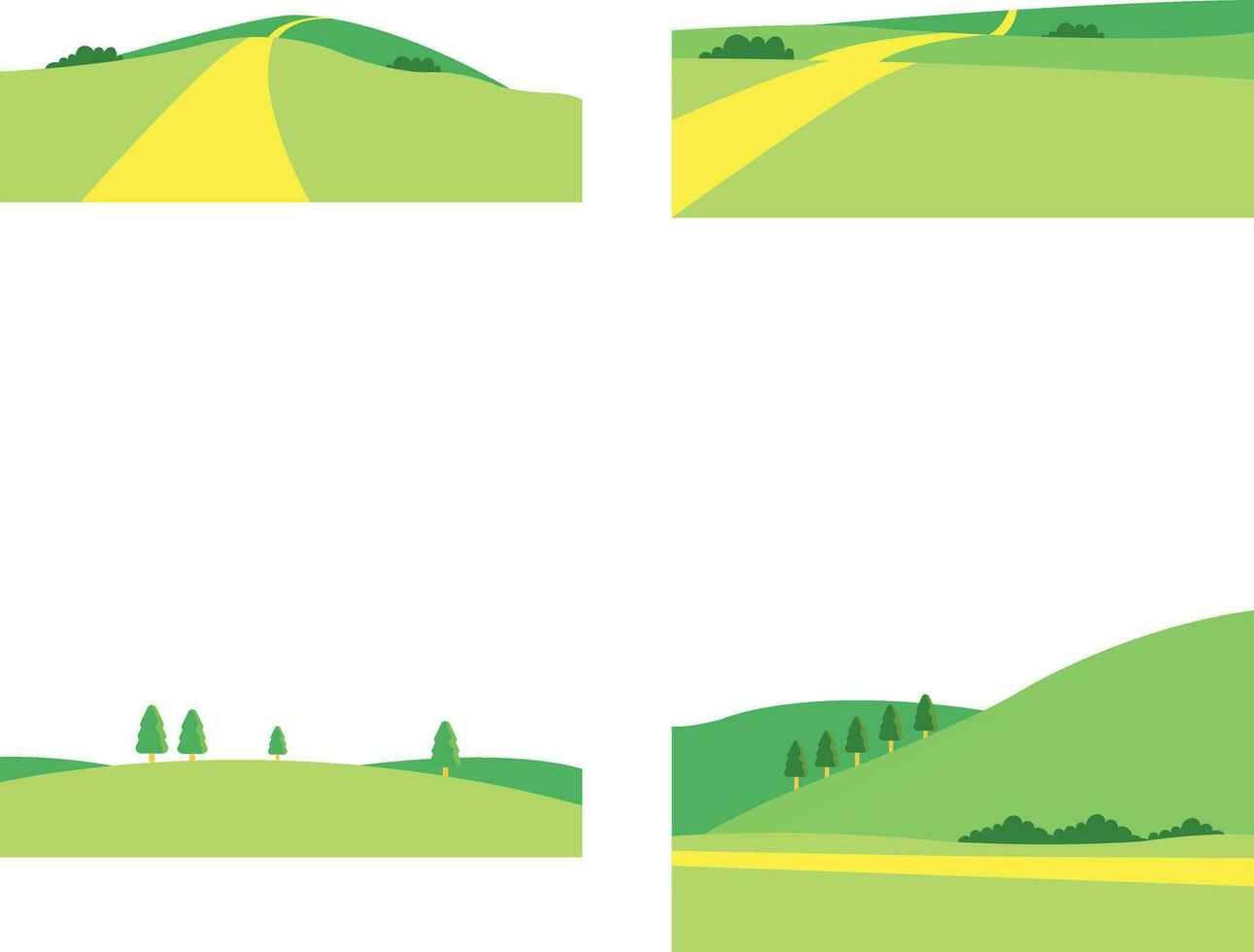 Collection of Field Green Hills. With Aesthetic Design. Isolated Vector Icon.