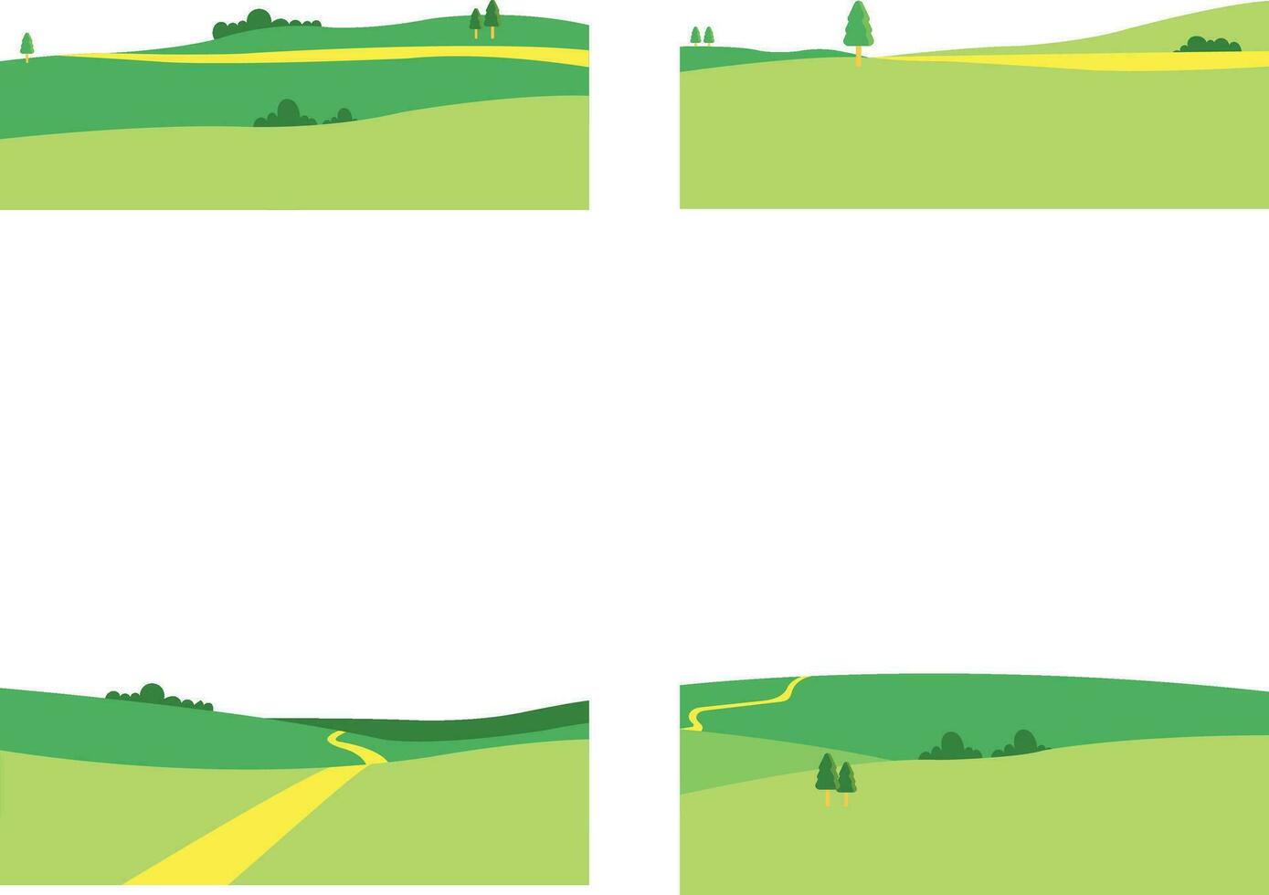 Collection of Field Green Hills. With Aesthetic Design. Isolated Vector Icon.