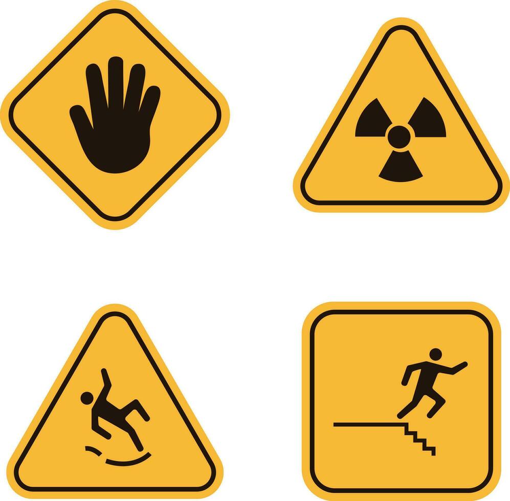 Danger Warning Attention Icon Collection. With Different Symbol. Vector Illustration.