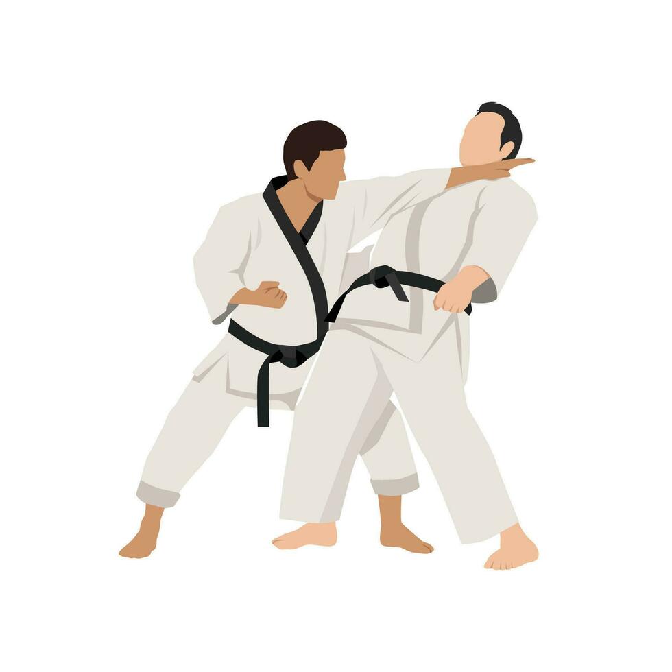 Fighting training in Karate. Karate is a martial art originating from Japan. vector