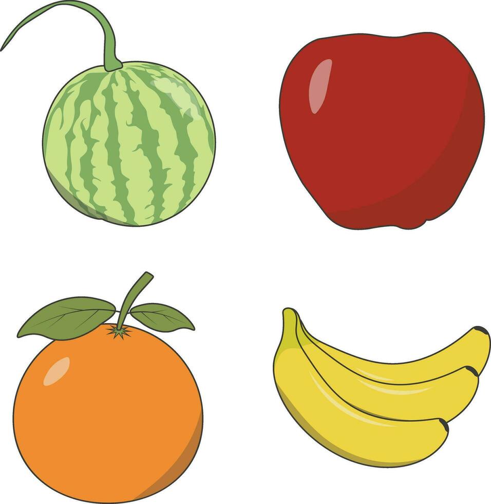 Fruits and Vegetables With Flat Design. Vector Illustration Set.
