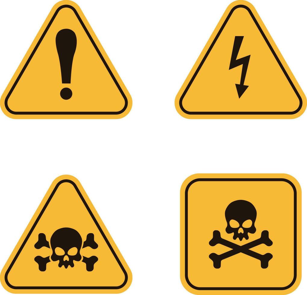 Danger Warning Attention Icon Collection. With Different Symbol. Vector Illustration.