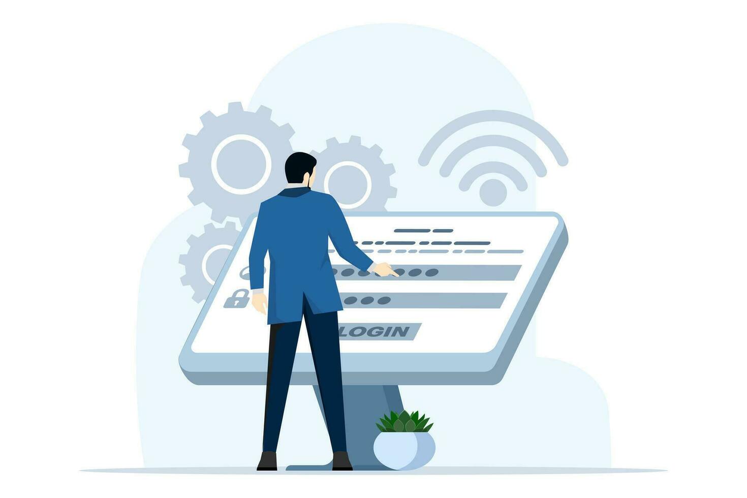 Account login and password concept, Cyber security, Data protection, online registration, confidentiality, Modern flat cartoon style, Vector illustration on a white background.