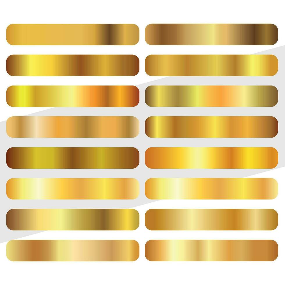 Trendy UI gold, bronze and silver or steel metal gradients collection vector