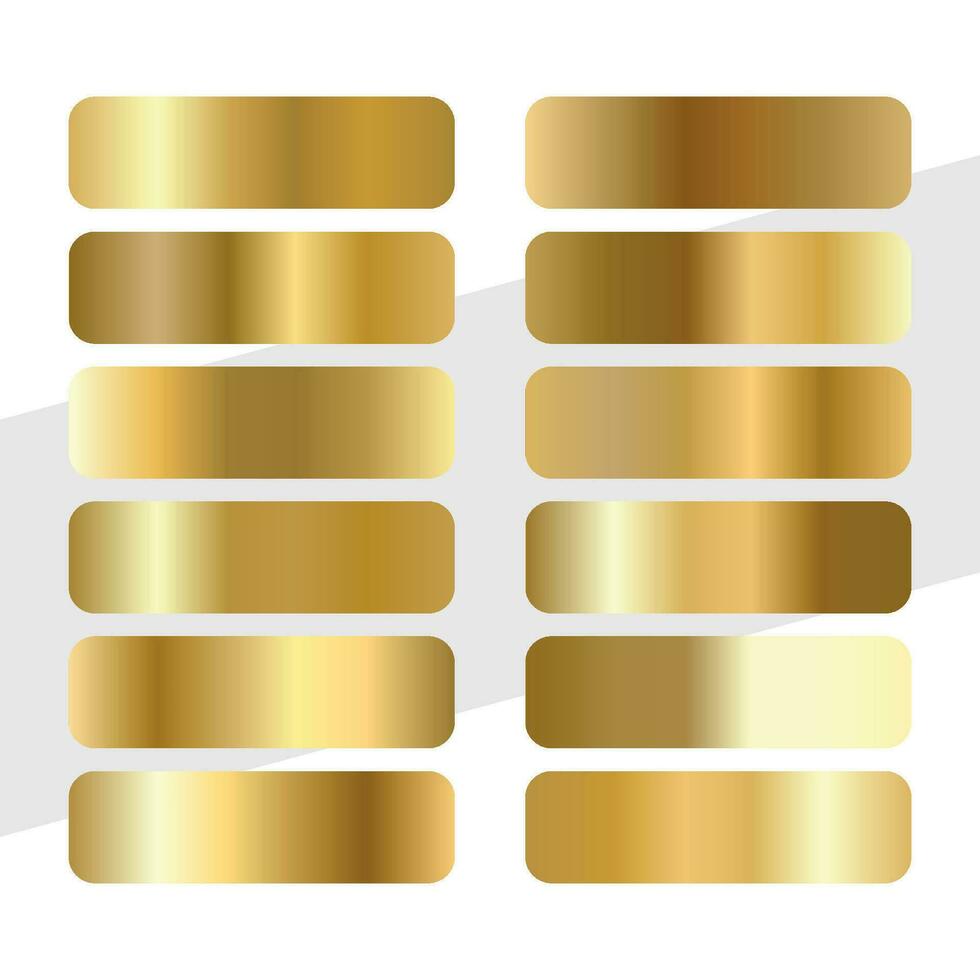 vector texture set of gold gradients. Shiny, metallic collection.