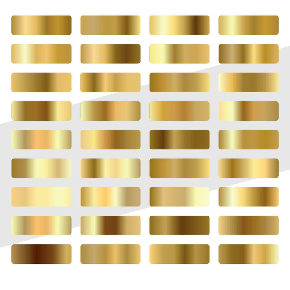 Set of gold, silver, bronze and rose gold foil texture backgrounds. Vector illustration for frame, ribbon, banner, flyer, card, poster, coin and label. Gradients collection.