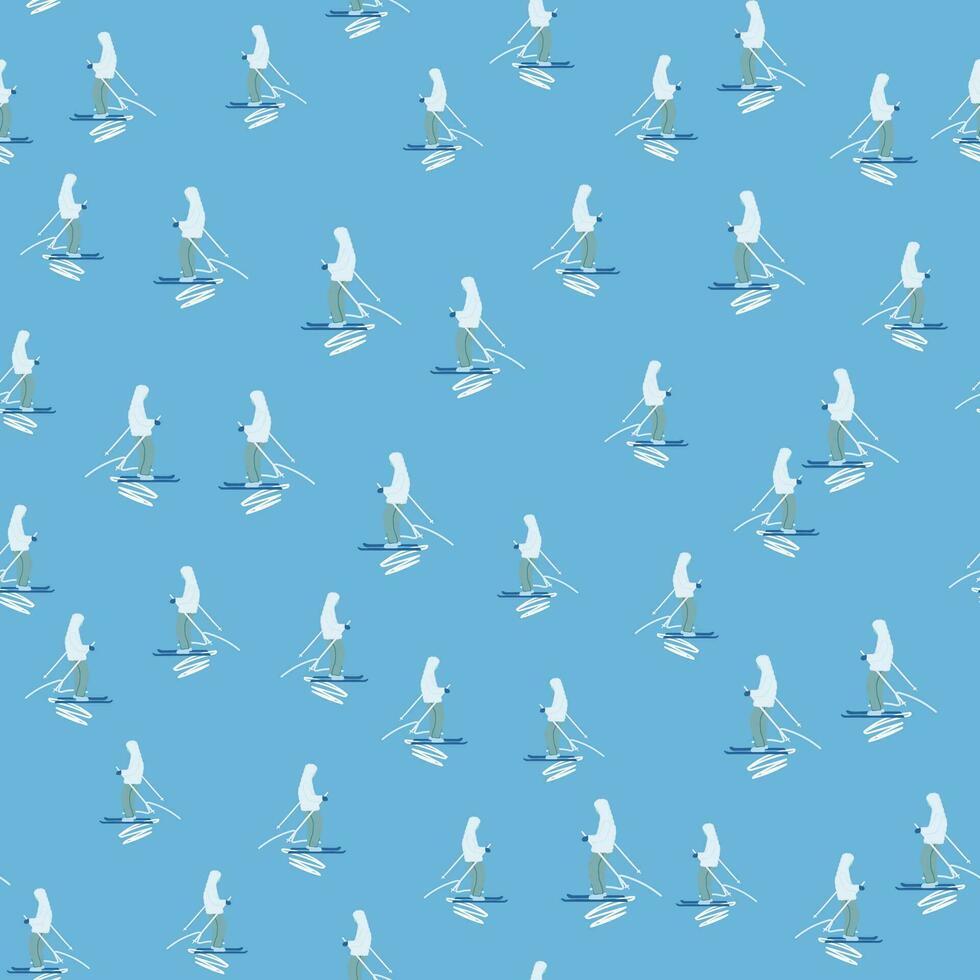 Seamless pattern of skier. vector