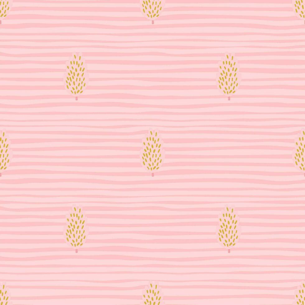 Artistic tree and foliage illustration in a repeating pattern. vector