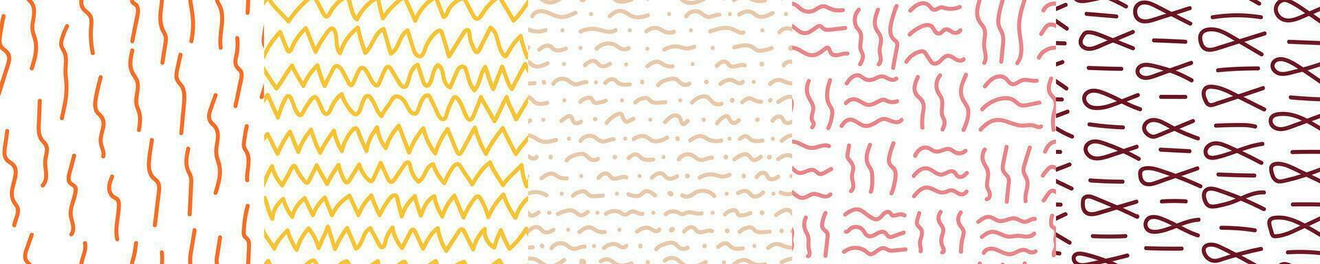 Set of simple doodle seamless pattern. vector