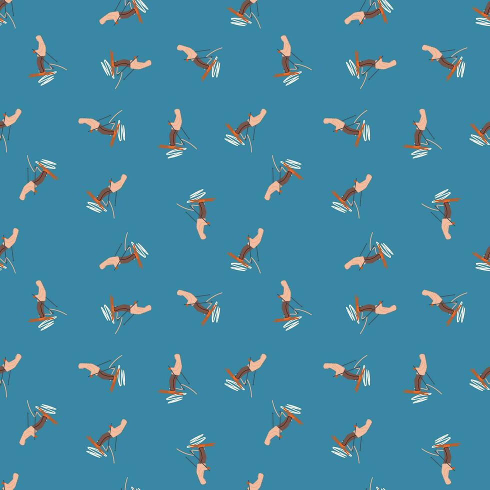Seamless pattern of skier. vector