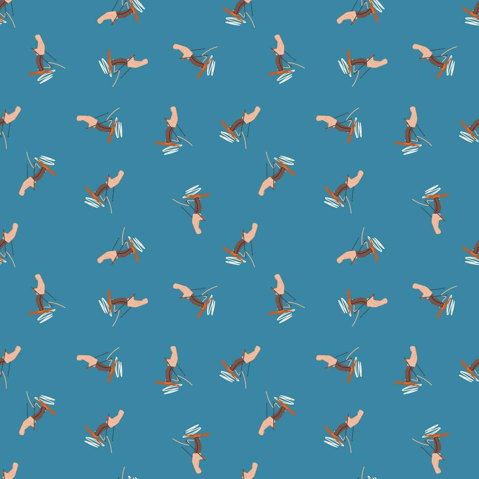 Seamless pattern of skier. vector