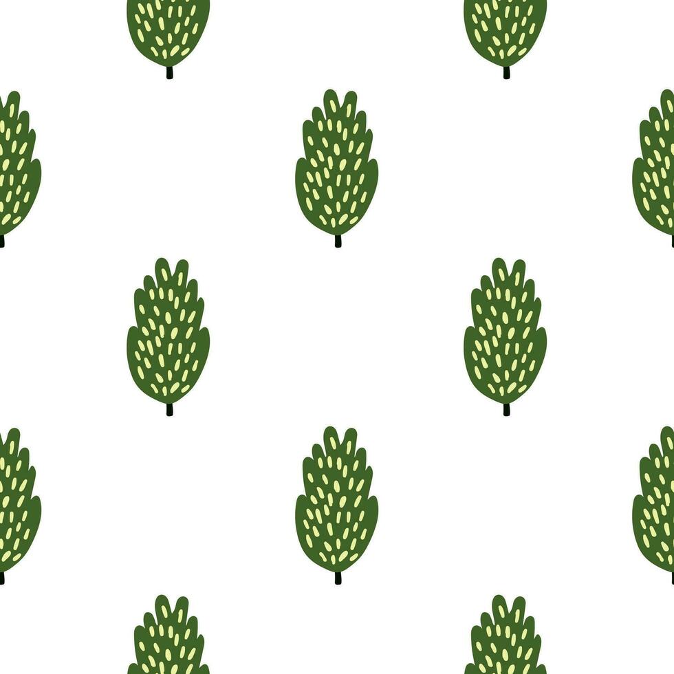 Artistic tree and foliage illustration in a repeating pattern. vector