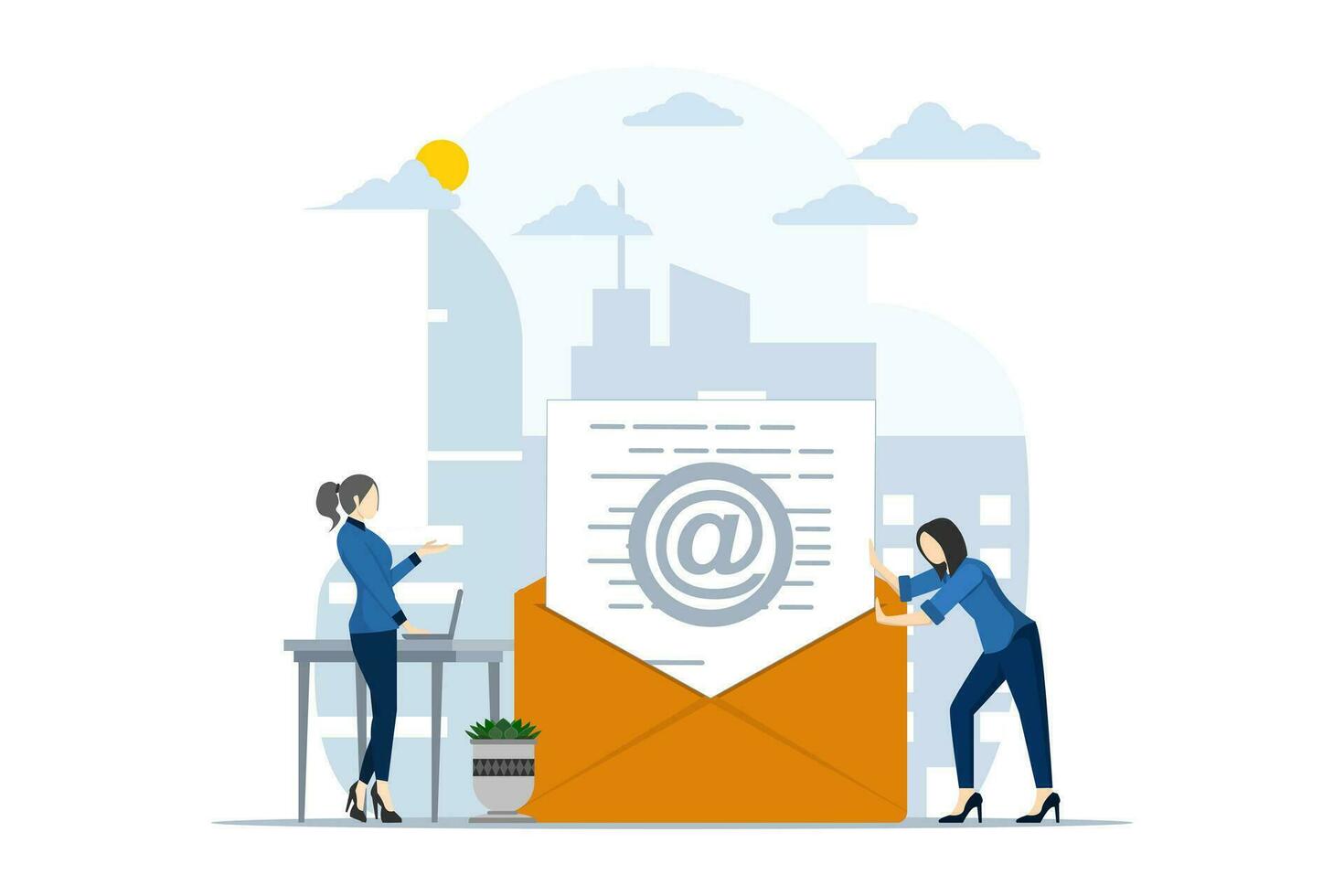 Marketing email concept. Work process, New email messages, Emails and messages, Email marketing campaigns, Social Online Chat Messages, Spam. New Email, Email marketing work process, New email message vector
