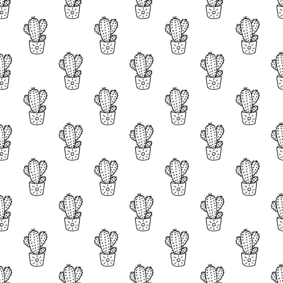 Seamless pattern with cactus doodle for decorative print, wrapping paper, greeting cards and fabric vector