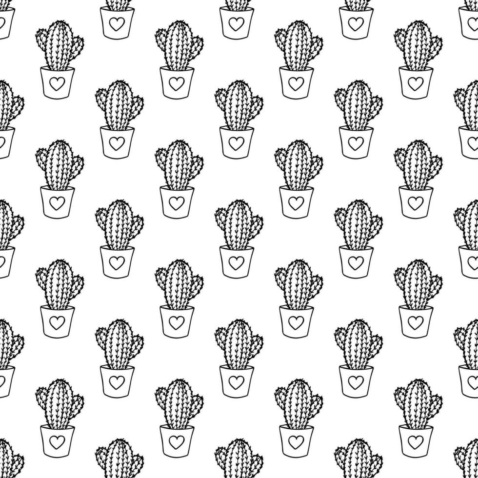 Seamless pattern with cactus doodle for decorative print, wrapping paper, greeting cards and fabric vector